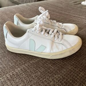 Veja White Sneakers with Pale Blue Details